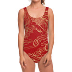 Chinese Phoenix Print One Piece Swimsuit