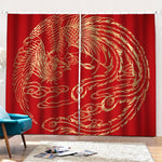 Chinese Phoenix Print Pencil Pleat Curtains