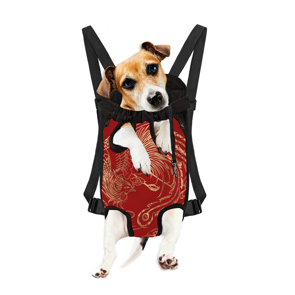 Chinese Phoenix Print Pet Carrier Backpack