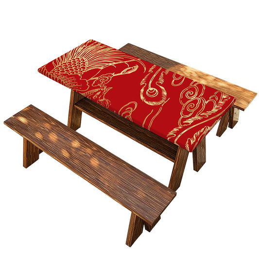 Chinese Phoenix Print Picnic Table Cover