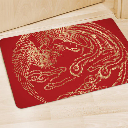 Chinese Phoenix Print Polyester Doormat