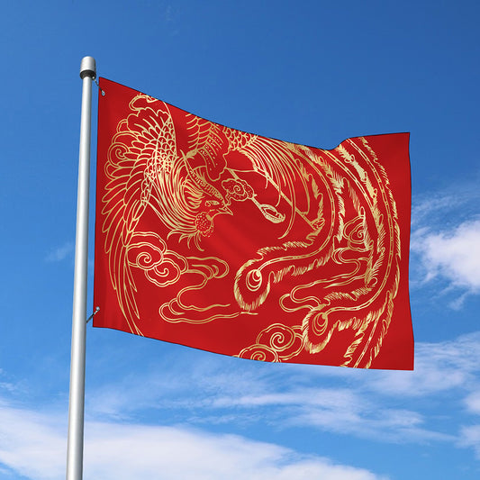 Chinese Phoenix Print Polyester Flag