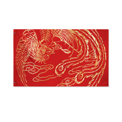 Chinese Phoenix Print Polyester Flag