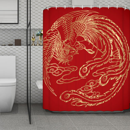 Chinese Phoenix Print Polyester Shower Curtain