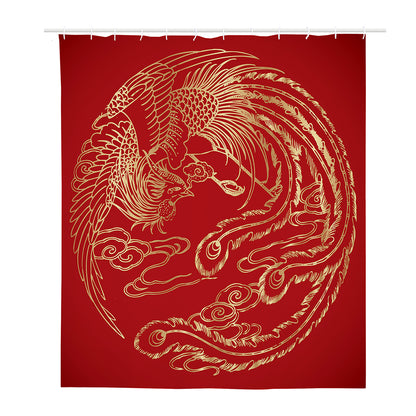 Chinese Phoenix Print Polyester Shower Curtain