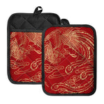 Chinese Phoenix Print Pot Holders With Pocket