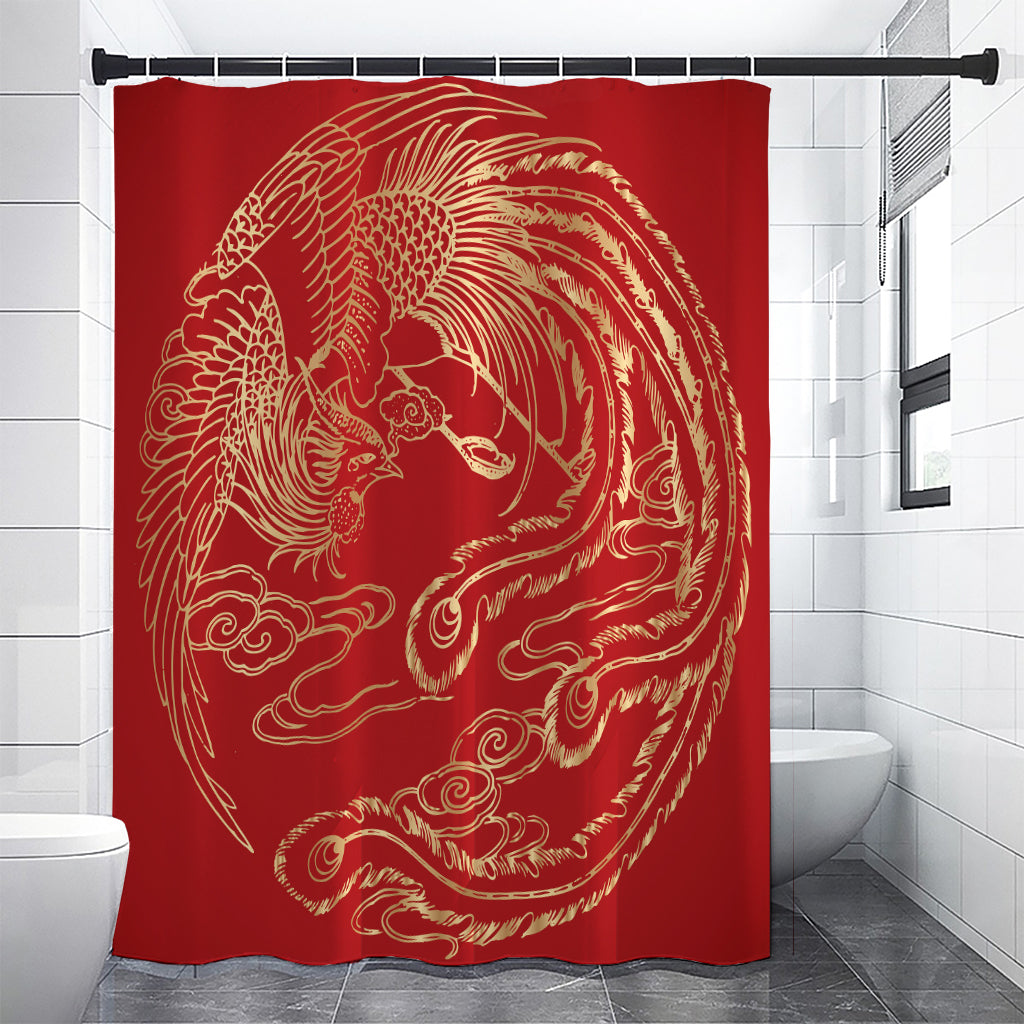Chinese Phoenix Print Premium Shower Curtain