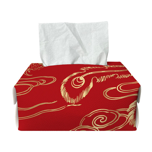 Chinese Phoenix Print Rectangle Tissue Box Cover