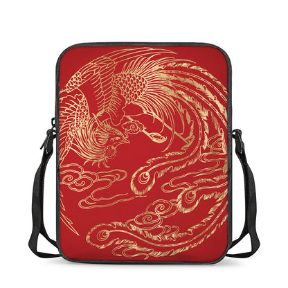 Chinese Phoenix Print Rectangular Crossbody Bag