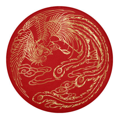 Chinese Phoenix Print Round Blanket