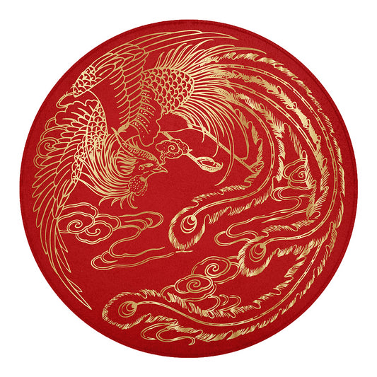 Chinese Phoenix Print Round Blanket
