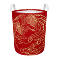 Chinese Phoenix Print Round Laundry Basket