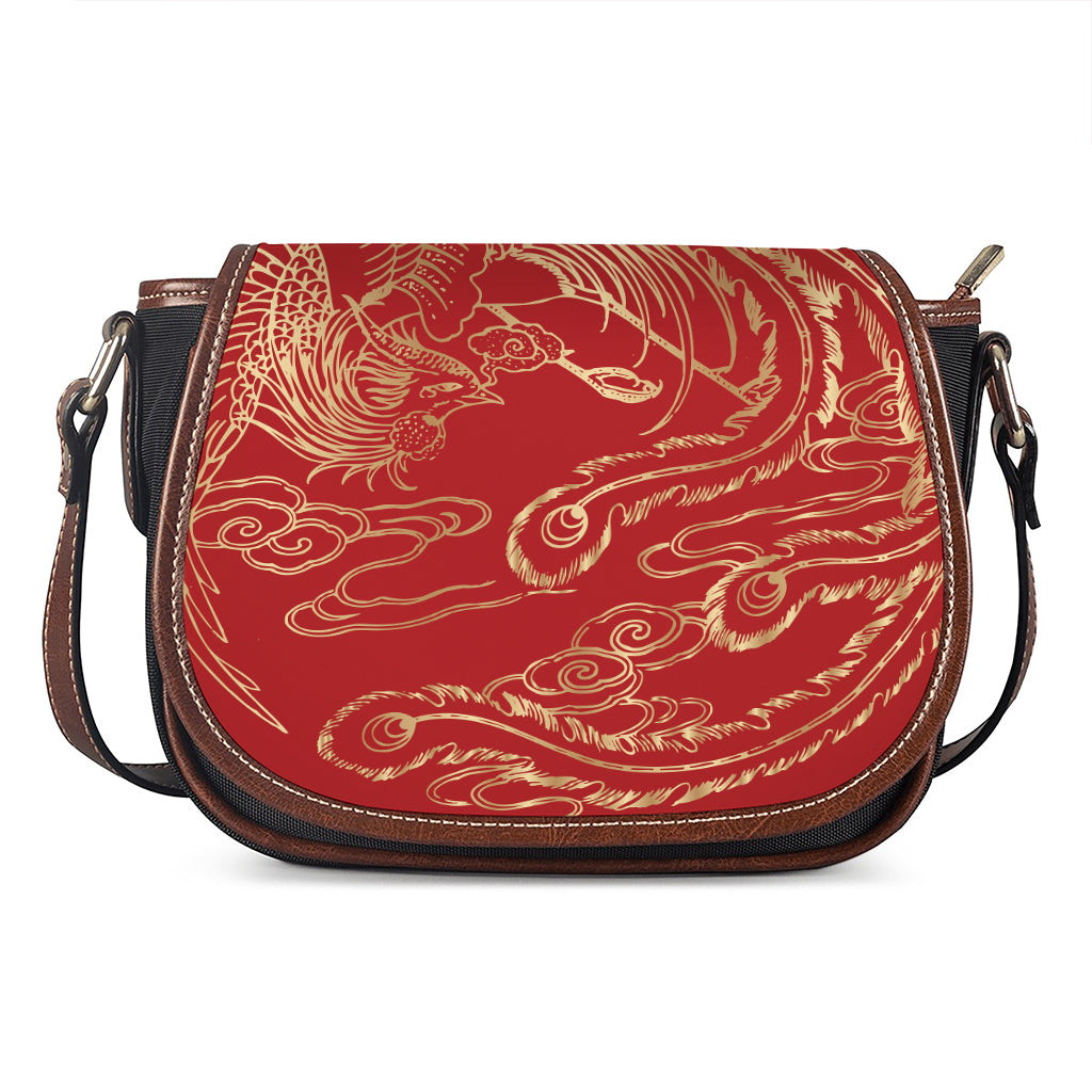 Chinese Phoenix Print Saddle Bag