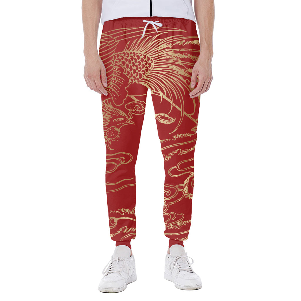 Chinese Phoenix Print Scuba Joggers