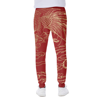 Chinese Phoenix Print Scuba Joggers
