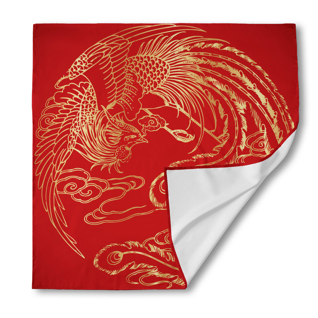 Chinese Phoenix Print Silk Bandana