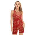 Chinese Phoenix Print Sleeveless One Piece Swimsuit