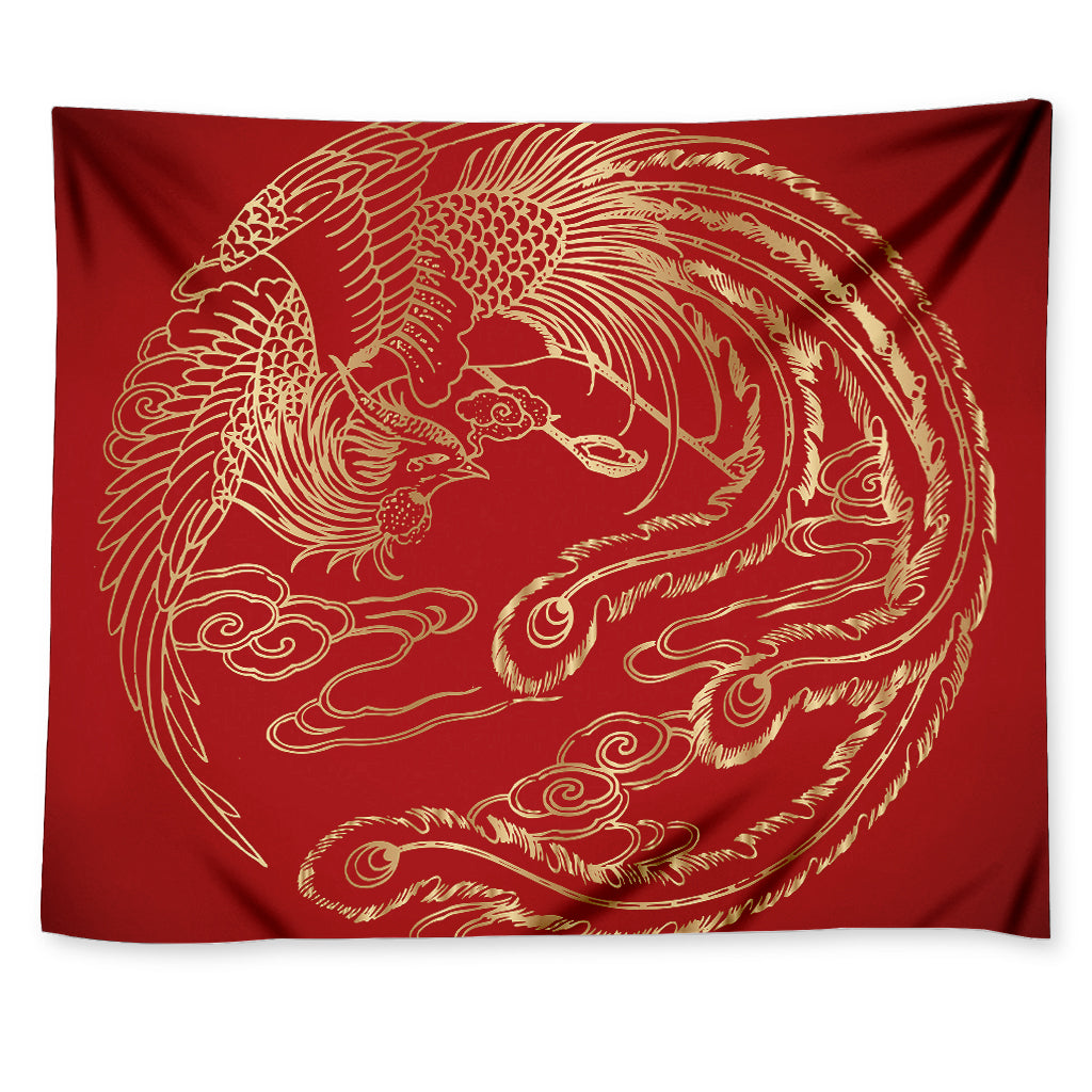 Chinese Phoenix Print Tapestry