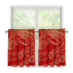 Chinese Phoenix Print Tier Curtains