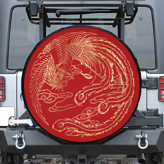 Chinese Phoenix Print Tire Cover