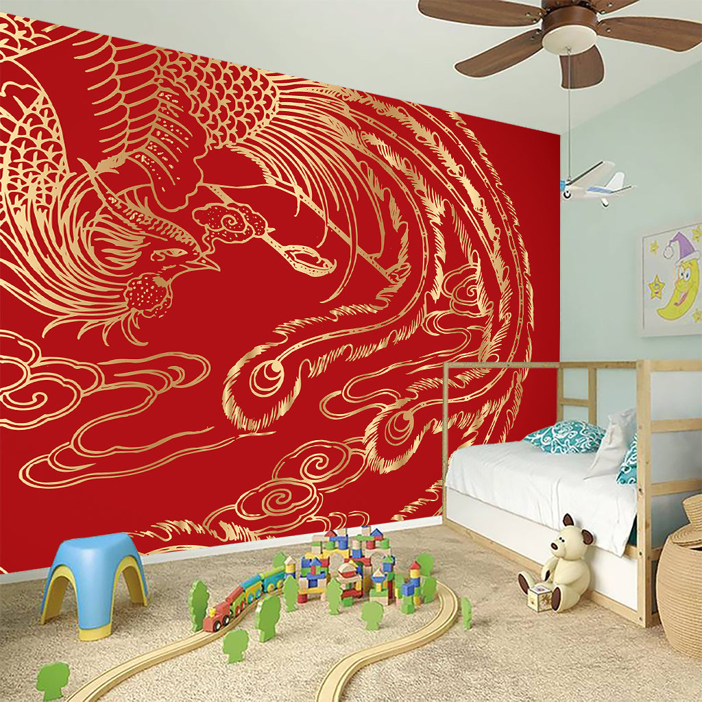 Chinese Phoenix Print Wall Sticker