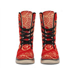 Chinese Phoenix Print Winter Boots