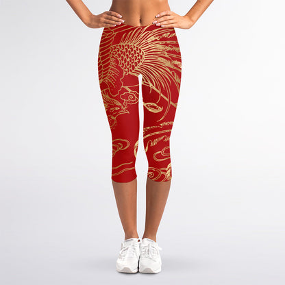 Chinese Phoenix Print Women's Capri Leggings