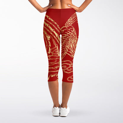 Chinese Phoenix Print Women's Capri Leggings