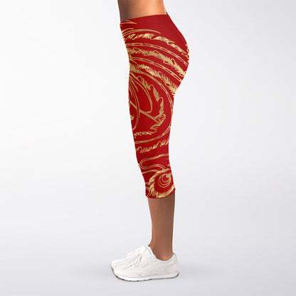 Chinese Phoenix Print Women's Capri Leggings