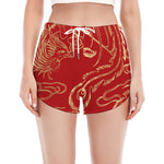 Chinese Phoenix Print Women's Split Running Shorts