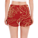 Chinese Phoenix Print Women's Split Running Shorts