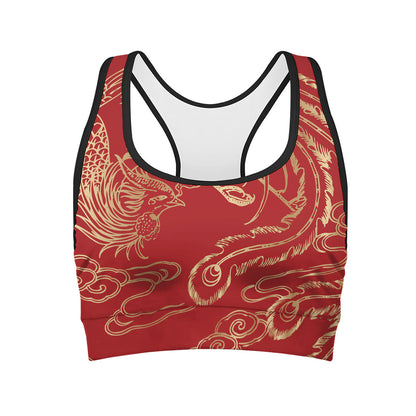 Chinese Phoenix Print Women's Sports Bra