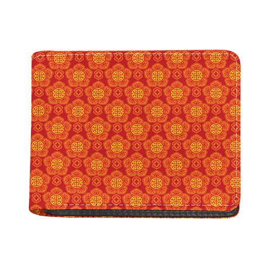 Chinese Prosperity Symbol Pattern Print Bifold Wallet