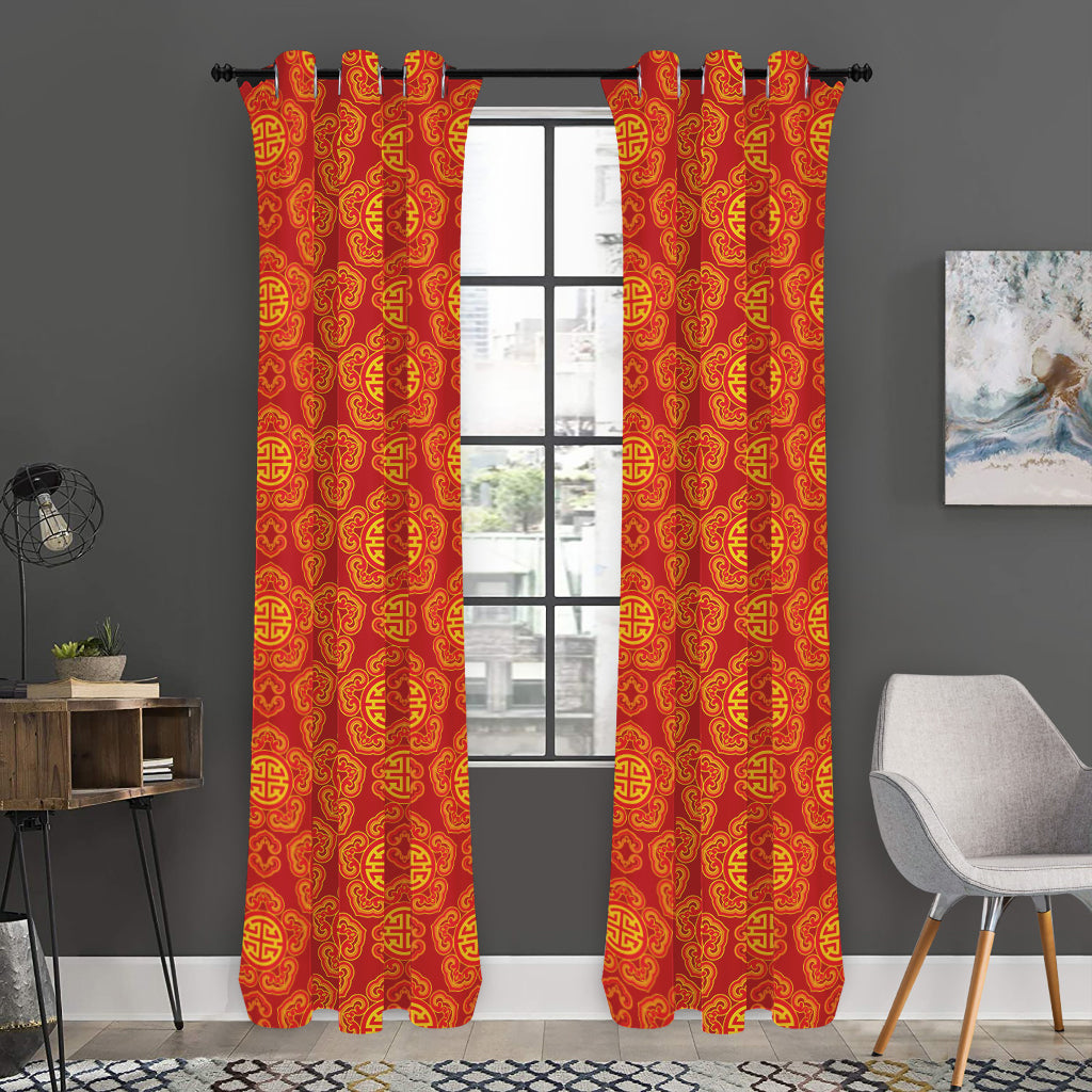 Chinese Prosperity Symbol Pattern Print Curtain