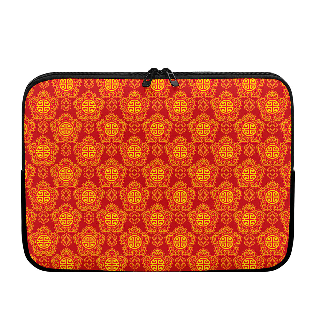 Chinese Prosperity Symbol Pattern Print Laptop Sleeve