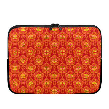Chinese Prosperity Symbol Pattern Print Laptop Sleeve