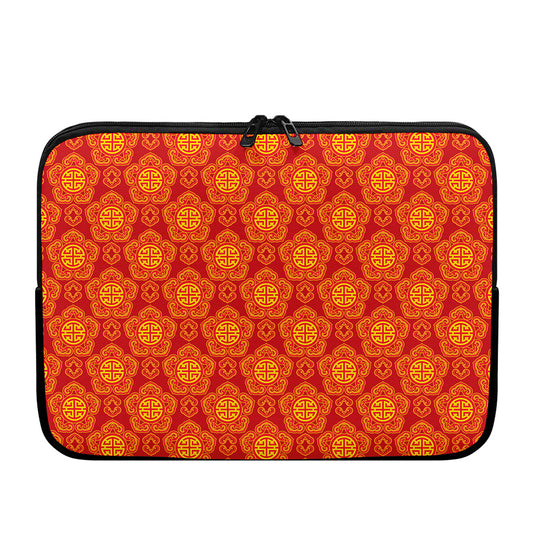 Chinese Prosperity Symbol Pattern Print Laptop Sleeve