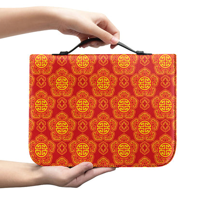 Chinese Prosperity Symbol Pattern Print Leather Bible Cover