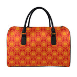 Chinese Prosperity Symbol Pattern Print Leather Duffle Bag