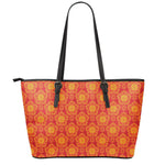 Chinese Prosperity Symbol Pattern Print Leather Tote Bag