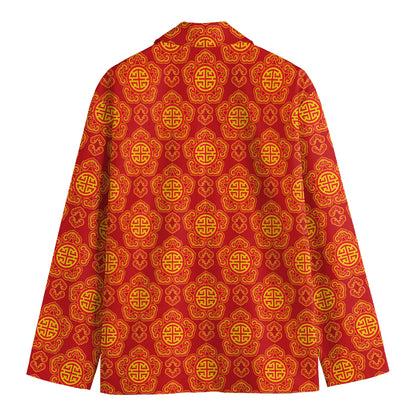 Chinese Prosperity Symbol Pattern Print Men's Blazer