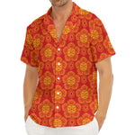 Chinese Prosperity Symbol Pattern Print Men's Deep V-Neck Shirt