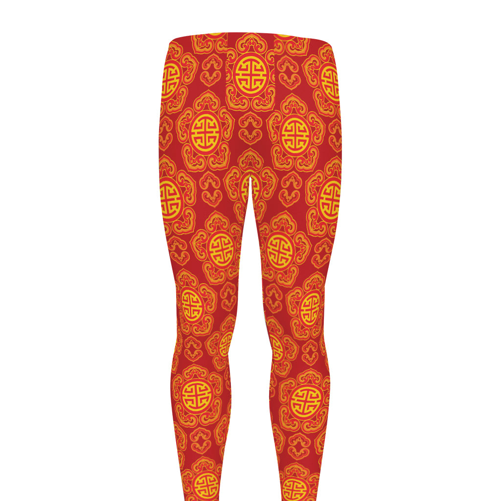 Chinese Prosperity Symbol Pattern Print Men's leggings