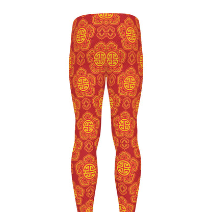 Chinese Prosperity Symbol Pattern Print Men's leggings