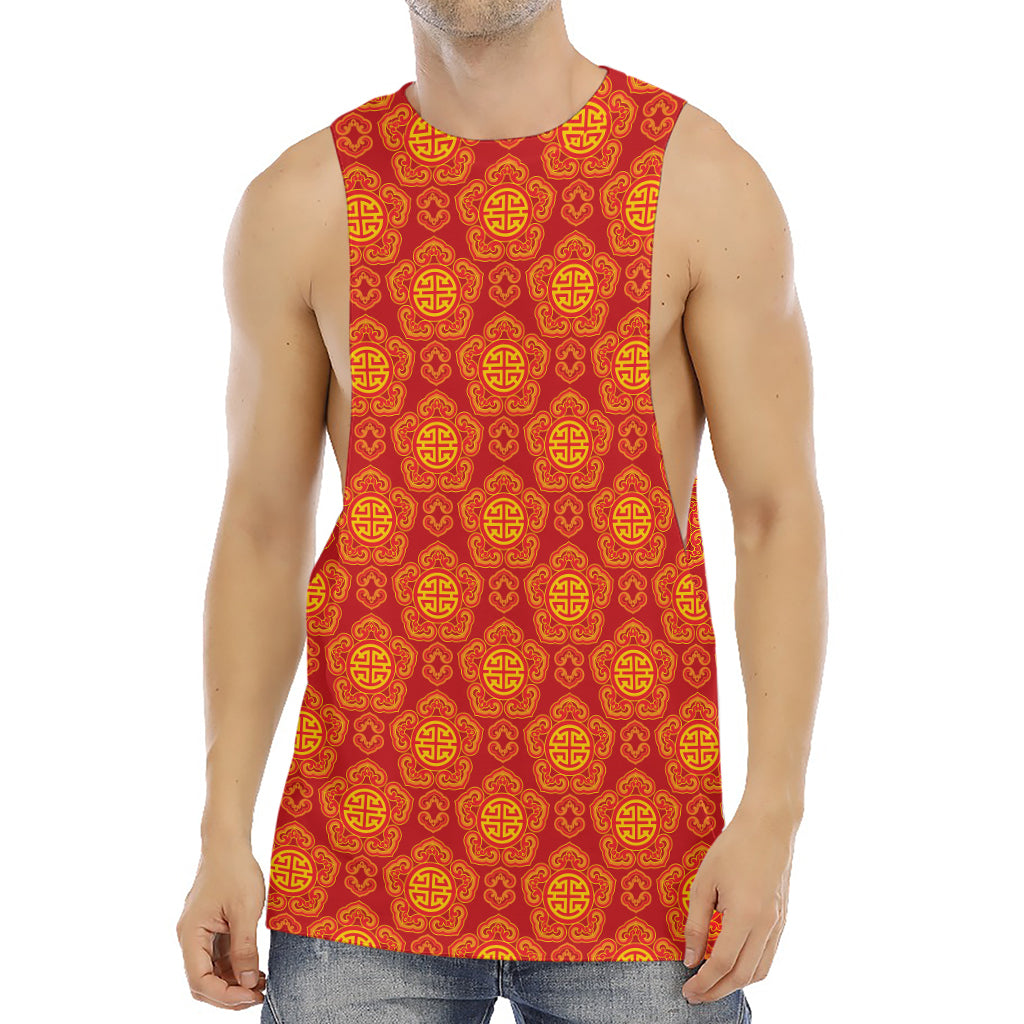 Chinese Prosperity Symbol Pattern Print Men's Muscle Tank Top