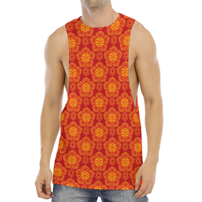 Chinese Prosperity Symbol Pattern Print Men's Muscle Tank Top
