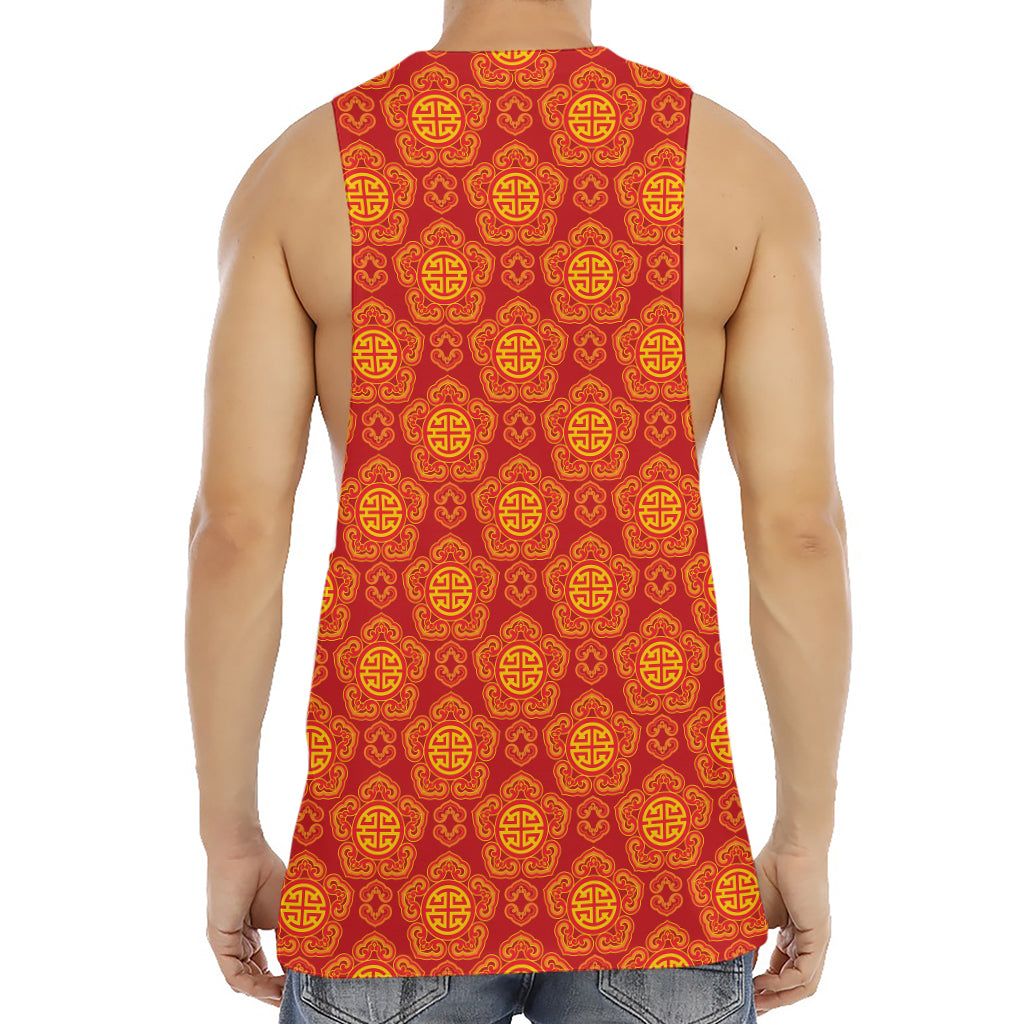 Chinese Prosperity Symbol Pattern Print Men's Muscle Tank Top