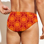 Chinese Prosperity Symbol Pattern Print Men's Swim Briefs
