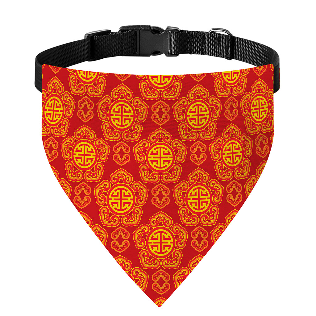 Chinese Prosperity Symbol Pattern Print Over The Collar Dog Bandana