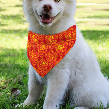 Chinese Prosperity Symbol Pattern Print Over The Collar Dog Bandana